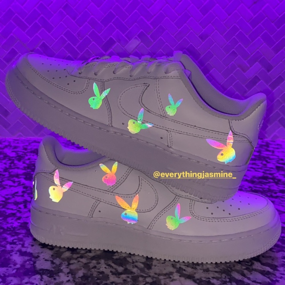 Reflective rainbow holographic Custom Air Force 1s